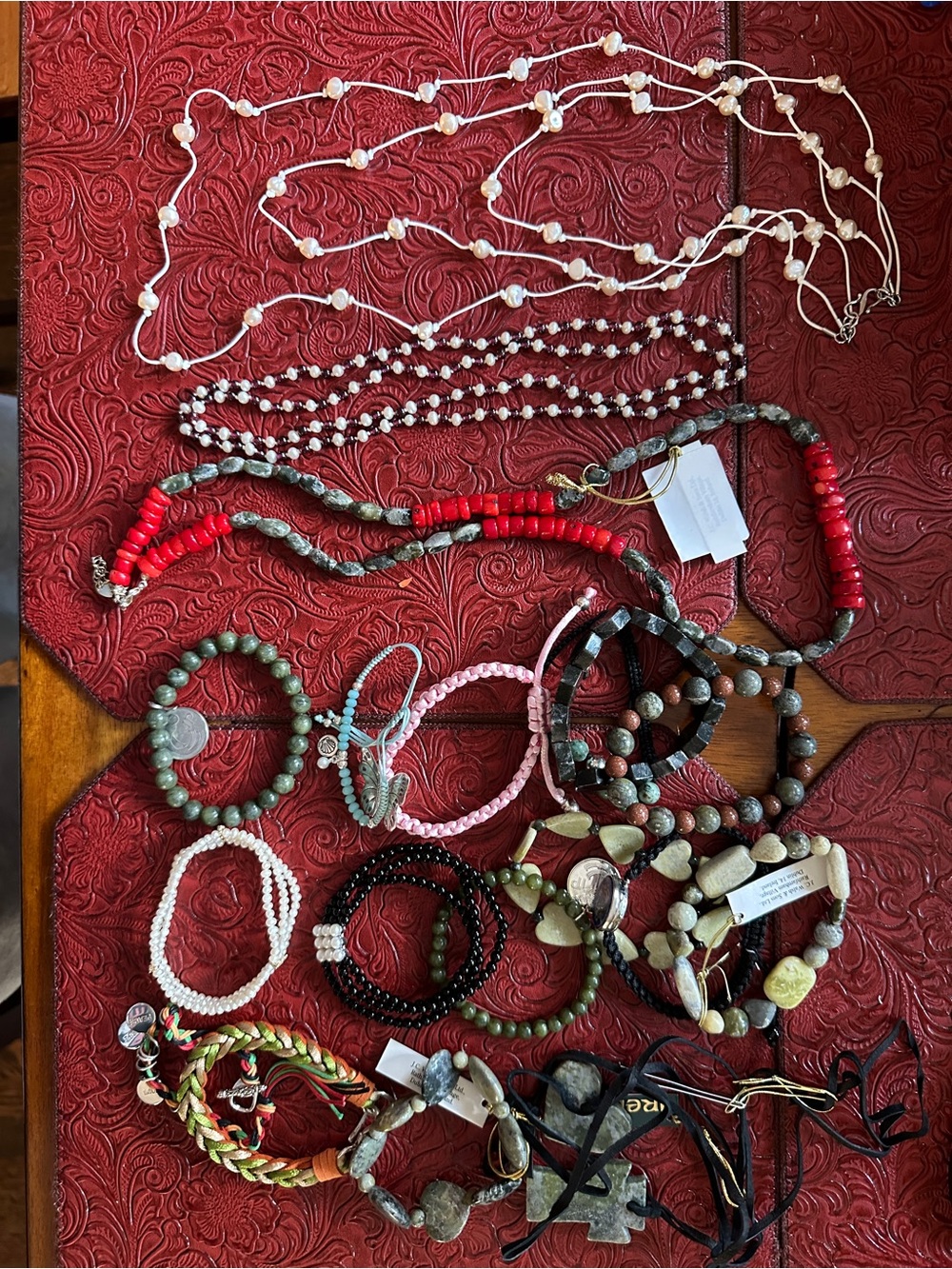 Mixed Beaded Bracelet & Necklace genuine stones and pearls jewelry bundle